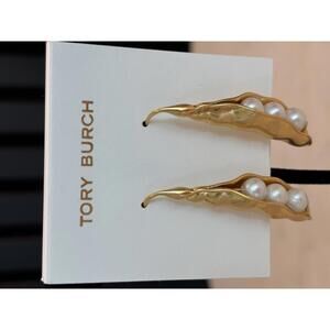 Tory Burch Gold Tone Peapod Pearl Drop Earrings